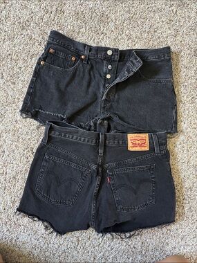 Levi's Black Cutoff Denim Shorts with Frayed Hem
